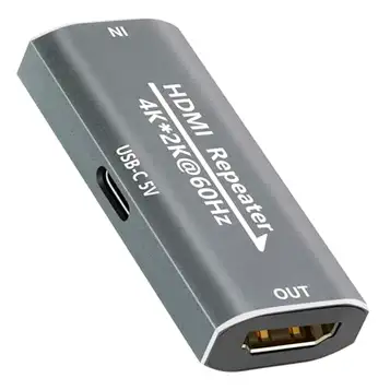 KUYIA HDMI Repeater 4K 60hz, HDMI-förlängare förstärkare hona till hona kabeladapter, 30 m/100 fot HDMI 2.0 signalförstärkare för PS4/DVD/TV-box etc med USB-C-strömförsörjningsport