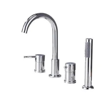 GKJHTED 4Pcs Brass Bathroom Bathtub Faucet Bath Faucet Deck Mounted Handheld Tub Mixer Tap Cold Hot Mixer Water Tap with Hand Shower, Faucets for Bathroom Sinks