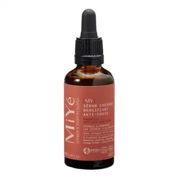 MiYé Organic and Vegan Densifying Anti-Hair Loss Serum, Stimulates and Cleanses the Scalp, No Rinse, Cooling Effect, Pea Germ, Keratin, Spirulina, Ginkgo Biloba, For 1 Month