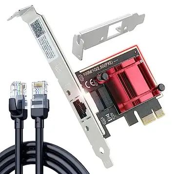 Ubit 2,5 GB PCIe-nätverkskort med 1 m (39 tum) RJ45 Ethernet-patchkabel – PCIe till 2,5 Gigabit Ethernet-nätverksadapter, stöder Windows 11/10/8.1/8/7, Win Server 2022/2019/2016, Linux