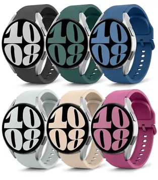 MoKo 6 Pack No Gap Straps Compatible with Samsung Galaxy Watch 7 FE 6 5 4 Strap 40mm 44mm/Watch 6 Classic 43mm 47mm/Watch 5 Pro 45mm/Watch 4 Classic 42mm 46mm, 20mm Soft Silicone Sport Band, Color B