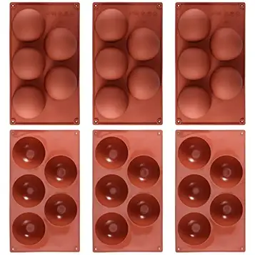 通用 JAPCHET 6-pack 8 cm extra stora 5 hål halvsfärer silikonformer, halv sfär silikon bakformer, kupol kakformar för att göra choklad, gelé, kupol mousse tårta, pudding, brun