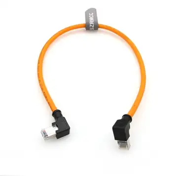 SZRMCC Cat6 Ethernet-kabel upp till höger vinkel RJ45 patch LAN-nätverk gigabit hög flex internetkabel för PC, roouter, profinet, servomotor (orange, 3 m)