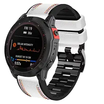 iPartsonline Klockarmband i läder för Tactix 7 Pro/Epix 2/Fenix 7/7x/6/6x/5 22 mm 26 mm Quickfit band för Garmin armband ersättning