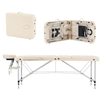 YOUNIKE Professionellt hopfällbart massagebord 3 zoner aluminium kosmetisk massagebädd estetisk bord bärbar tatuering med spa skönhetssalong tatuering hem helt tillbehör beige