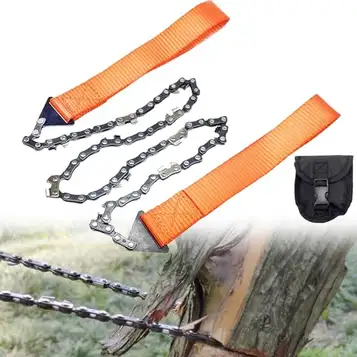 WDEC Fickmotorsåg med paracord handtag fällbar kedja handsåg, 102 cm, 11 sågtänder, snabb trä- och trädskärning akut överlevnadsutrustning för camping backpacking vandring jakt