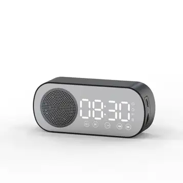 ATELA Multifunktionell Smart FM-radio Bluetooth högtalare Väckarklocka Spegelklocka (svart)