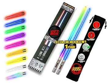 Saber Chops Ljussabel ätpinnar lyser upp Star Wars LED glödande ljus sabel hacka pinnar återanvändbara sushi-upplysta sablar avtagbart handtag diskmaskin säker 8 färglägen 1 par