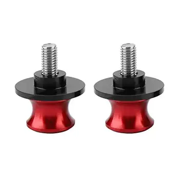 Duokon Svängarmsrulle,6mm stand bobbins-KIMISS 2pcs Universal 6mm Frame Sliders Motorcycle Rear Bracket Swing Arm Spool Sliders Aluminum Alloy Bracket (Red)