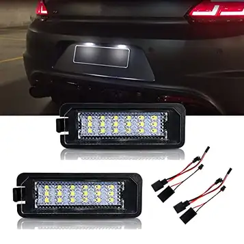 Blueiceauto LED registreringsskylt lampor 18 SMD-glödlampor för V-W G-olf MK4 MK5 MK6 P-assat P-olo CC Eos S-cirocco (förpackning med 2, vit)