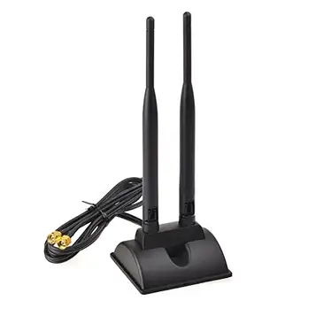 Bolwins A23D Dual Band WiFi-antenn 2,4 GHz/5,8 GHz 2 x 6 dBi WiFi SMA antenn kabel SMA kontakt förlängningskabel 3 m med magnetstativ