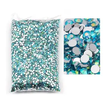 SQING Stort paket 2-6 mm Harts Ej Hot Fix Rhinestones Bulk Partihandel Platt Baksida Plast Kristaller Nail DIY Glitters Stone(Kong Blue AB,6mm SS30-1000pcs)