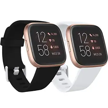 Ouwegaga Armband kompatibelt med Fitbit Versa Armband/Fitbit Versa 2 armband, ersättningsband i silikon kompatibel med Fitbit Versa/Versa Lite, dam herr liten svart/vit