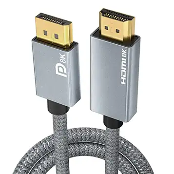 AGFINEST DisplayPort 1,4 till HDMI 2.1 8K-kabel, DisplayPort till HDMI-adapterkabel, med 8K@60Hz 4K@120Hz 144Hz 2K@240Hz, HDR, Dolby, HDCP 2.3, DSC 1.2 för TV, projektor, bildskärm, AMD NVIDIA-grafik (2M)