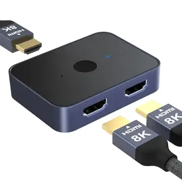 AGFINEST HDMI-splitter 8K@60Hz 4K@120 Hz, 8K HDMI-switch splitter 2 i 1 out, HDMI 2.1-switch stöder 8K@60 Hz, HDCP 2.2/2.3, 48 Gbps, 3D, HDR, HDMI-splitter för HDTV/bildskärm/bärbar/PS5/Xbox