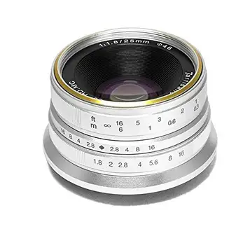 7artisans 25 mm F1.8 APS-C ramlins, manuellt fokus Prime fast lins för kompakta spegelfria kameror Canon EF-M montering M1 M2 M3 M5 M6 M10-Silver