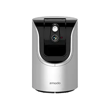 Zmodo 720p HD IP Wi-Fi kamera med 2 kanaler/Night Vision konfiguration/rörelsedetektering silver, ansluten till smartphone 360° pan/Tilt-silver