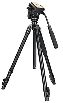 Levenhuk Level PLUS VT30 Compact Sturdy Tripod Floor Stand with Bubble Level, Fluid Head and 300–1560mm Height for Optical Devices up to 10kg