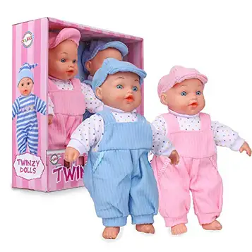 Playkidz Playkidiz Baby Doll Twins – Twinzy Dolls for småbarn – dockor you can feed – set med pojkar och flickor bebisar för barn ålder 3+