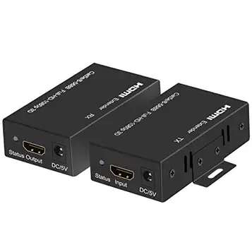 KUYIA HDMI-förlängare 50 m (50 fot) 1080 P @60 Hz 3D HDMI Repeater (TX och RX) EDID RJ45 till HDMI-omvandlaradapter överföring enkel med Cat5e/Cat6/Cat7/Cat8-kabel med strömadapter