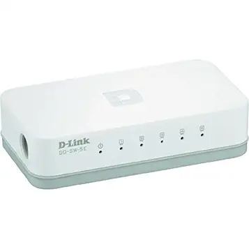 D-Link GO-SW-8E Ethernet Easy Desktop Switch (8 portar med 10/100 Mbit/s, automatisk MDI/MDIX-detektering) vit