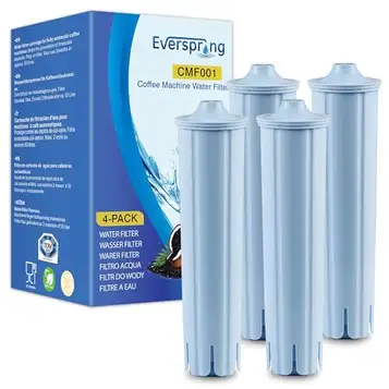 EVERSPRING Ersättningsvattenfilter för Jura Blue kaffemaskiner kompatibelt med IMPRESSA-, ENA- och GIGA-serien. Ersättningspatron för Jura-modellerna 71312 Blue, 71311, 67007, 4 stycken