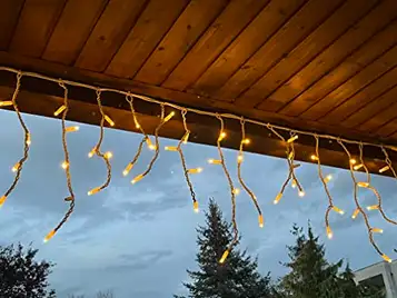 LEDZEIT - Profi Serie LED gardin istapp, string lights outdoor, julbelysning, förlängningskedja utan strömkabel, 3m x 0,5m, 2 segment, varmvit, utbyggbar upp till 288m, för jul, byggnader, butiker