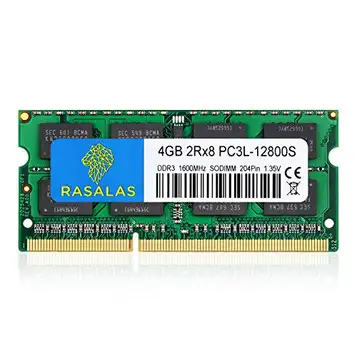 Rasalas 4 GB PC3L 12800S DDR3 1 600 MHz SODIMM RAM 2rx8 DDR3l-1600 PC3-12800, 204-Pin 1,35 V CL11 uppgraderingsminne för bärbara datorer