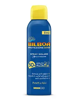 Bilboa Blandade barn Solspray med mycket högt skydd, SPF 50+, vattentålig och skållningsfri formel, dermatologiskt testad, 150 ml