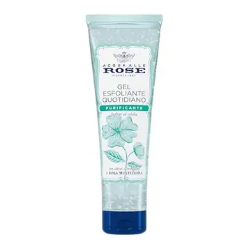 Acqua alle Rose , Daglig renande exfolierande gel för normal hud, blandad eller fet, delikat ansiktsskrubb med aktiva sammandragande rosor multiflora, rengöring, exfoliering och rening, 150 ml