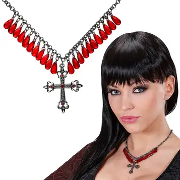 WIDMANN Röd Gothic Halsband med Kors