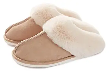 Donpapa Damer tofflor för män vinter Memory Foam Fluffig Mjuk Varm Slip On House Mocka, Fårskinn Mysig plysch för inomhus utomhus Kaki 36.8-38