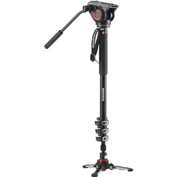 Manfrotto XPRO+ Video-monostativ, foto- och videokamera bärstång med videohuvud, 4 aluminiumsegment med vätskeuttag, fototillbehör för innehållsskapande, video, videobloggar