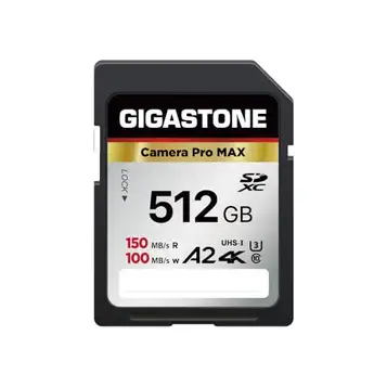 Gigastone A2 V60 SDXC 512 GB minneskort, 4K Pro seriell kamera, hastighet 150 MB/s. Kompatibel med Canon Nikon Sony Panasonic, U3 UHS-I Class 10 kamera för 4K UHD-video, med 1 minifodral