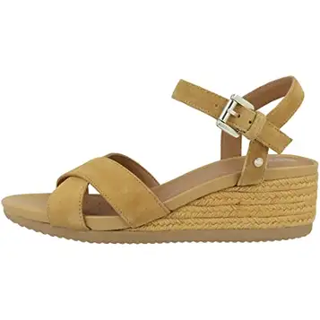 Geox Dam D Ischia Corda Espadrille Wedge Sandal, Mustard, 39,5 EU, senap, 39.5 EU