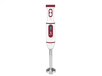 BEPER P102FRU300 Immersion Blender, USB Rechargeable Cordless Minipimer Blender, Multifunction, White/Red