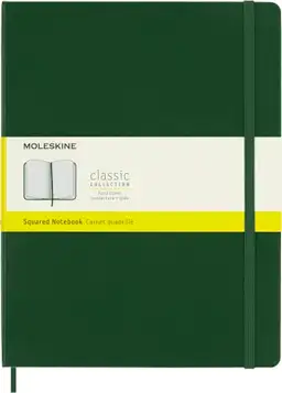 Moleskine Classic Squared Paper Notebook, Hard Cover and Elastic Closure Journal, Color Myrtle Green, Size Extra Large 19 x 25 cm, 192 Pages