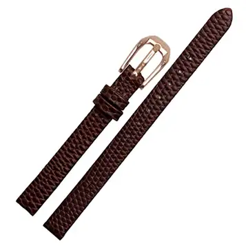 EKINS Lizard Print Cowhide Leather Watchband för damers ersättning Watch White Red Ultra-Thin Strap 6 8 10 12 14 16mm Gratis leverans(Brown rose gold,12mm)