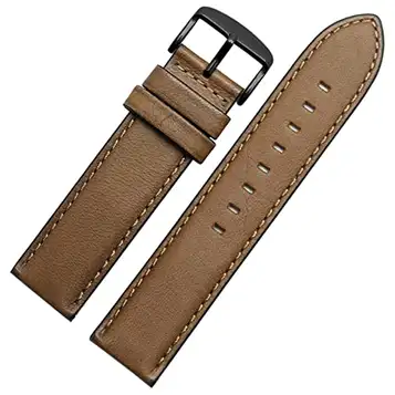 NFRFK För Huawei Titta på GT Watch Strap äkta läderklocka för Hamilton Wristband 20mm 22mm med snabba frigöringsstift(Sand black clasp,20mm)