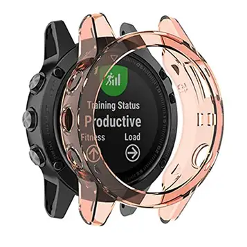 RORFFK Skyddsfodral för Garmin Fenix 7 7X 6 6S 6X Pro Smart Watch Skyddsram Mjuk Kristallklar TPU Fodral för 5 5S 5X Plus (Rosa, för Fenix 5S 5S Plus)