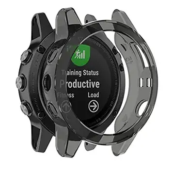 RORFFK Skyddsfodral för Garmin Fenix 7 7X 6 6S 6X Pro Smart Watch Skyddsram Mjuk Kristallklar TPU Fodral för 5 5S 5X Plus (svart, för Fenix 6S 6S Pro)