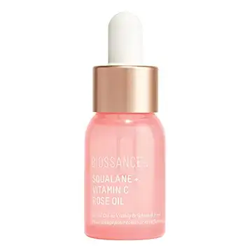 Biossance Squalane + vitamin C ros olja. Facial Oil för synligt ljus, hydrater, Firm and Reveal Radiant Skin. Resestorlek (0,4 ounces)