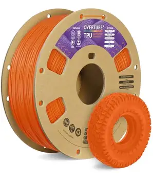 OVERTURE TPU Filament 1.75mm Flexible TPU Roll, 95A Soft 3D Printer Filament, 1kg Spool (2.2 lbs), Dimensional Accuracy +/- 0.02 mm(Orange)