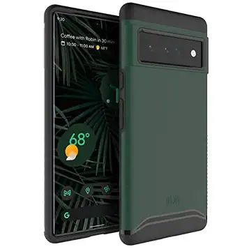 TUDIA DualShield designat för Google Pixel 6 Pro fodral (2021), [sammanslagning] stötsäker militärkvalitet slitstark dubbla lager tuff smal hårt skyddande fodral (hunter grön)