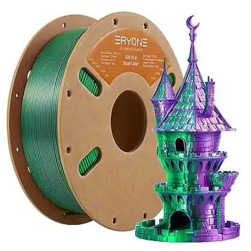 ERYONE Dubbelt, tvåfärgat PLA-filament, 1,75 mm, 3D-skrivarfilament, 1 kg spole, +/- 0,03 mm, lila och grön