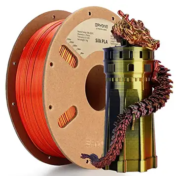 ERYONE Erypne Tri-Color coextrusion PLA-silk-filament, 3D-skrivare 1,75 mm +/-0,03 mm, trippelfärgat filament, 1 kg (2,2 pund), silke, rött, guld, svart