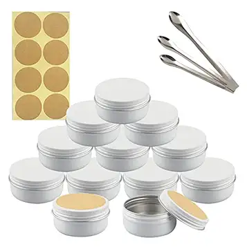 SDAAD Reseburkar for toalettartiklar, kosmetiska resebehållare, 10 stycken 5 ml tomma guld runda aluminiumplåtburkar med skruvlock Kosmetika läppbalsambehållare(White,5ml)