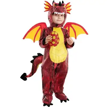 Spooktacular Creations Barnröd drake Costume for Halloween Trick eller Treating Dinosaur Dress-up Pretend Play. (Small (5–7 yrs))