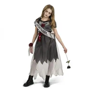 Spooktacular Creations Prom drottning kostym för barn, Bad Girl Zombie Prom Queen Costume, Goth Prom Queen-dräkt för barn, flickor, halloween, skola, eventfest