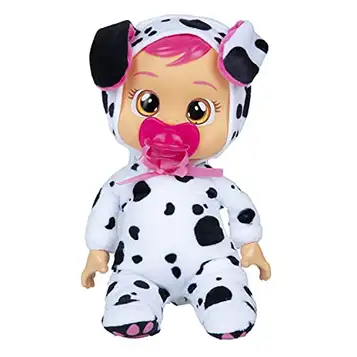 Cry Babies Tiny Cuddles Dotty 9 inch baby doll, cries real tears, black and white (Multicolor)